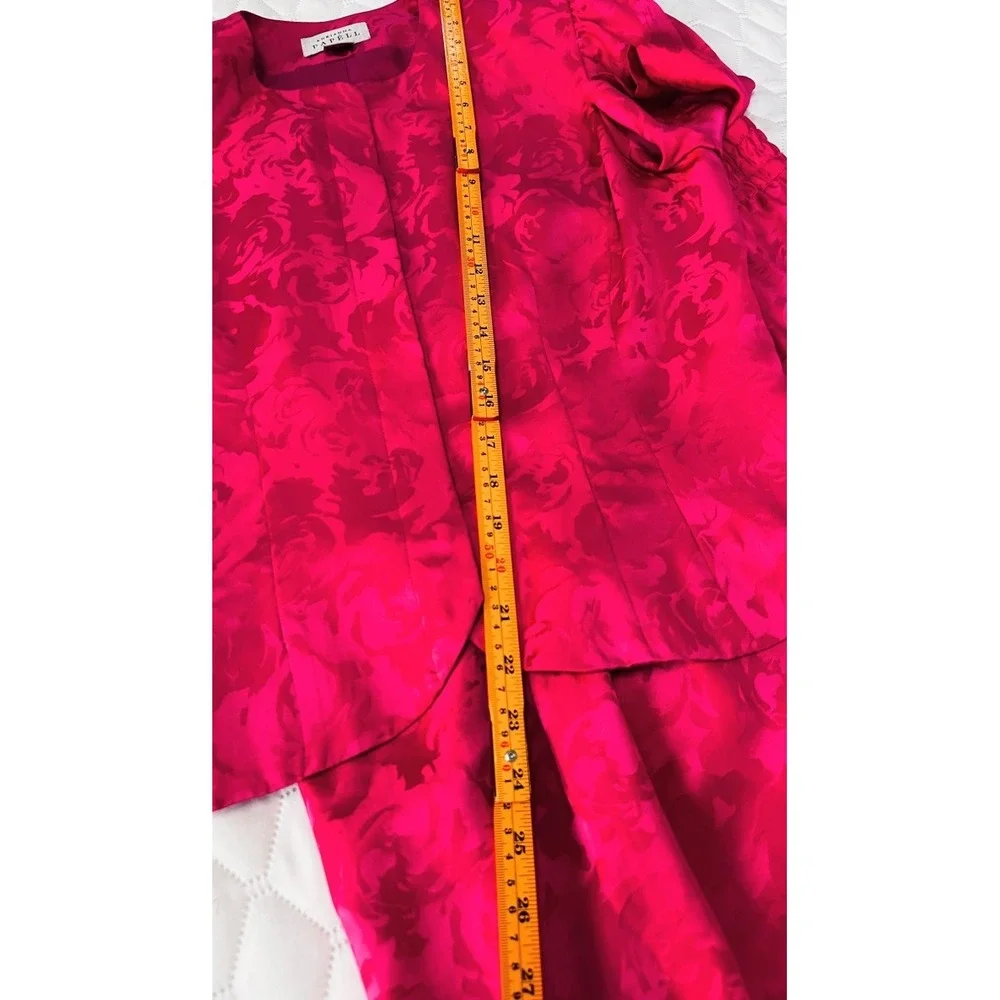 Adrianna Papell Skirt Suit Women 10 Pink Excellent Silk Floral‎ Jacquard Peplum